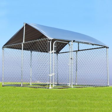 Gymax Large Pet Dog Run House Kennel Shade Cage 7.5' x7.5' Roof Cover Backyard Playpen. View a larger version of this product image.