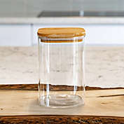 TIDIFY Airtight Square Bamboo Lid Jar Set, Pantry Storage Container Set, Flour Glass Containers, Square Cereal Canisters