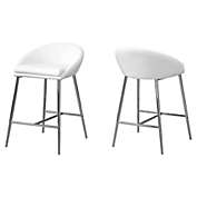 Contemporary Home Living Set of 2 White Contemporary Upholstered Counter Height Barstools with Back 29.75"