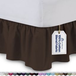 SHOPBEDDING Ruffled Bed Skirt (Twin, Brown) 14 Inch Drop Dust Ruffle with Platform, Poly/Cotton Fabric, Available in All Bed Sizes and 14 Colors by BLISSFORD