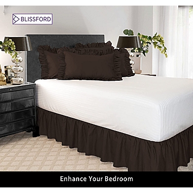 SHOPBEDDING Ruffled Bed Skirt (Twin, Brown) 14 Inch Drop Dust Ruffle with Platform, Poly/Cotton Fabric, Available in All Bed Sizes and 14 Colors by BLISSFORD. View a larger version of this product image.