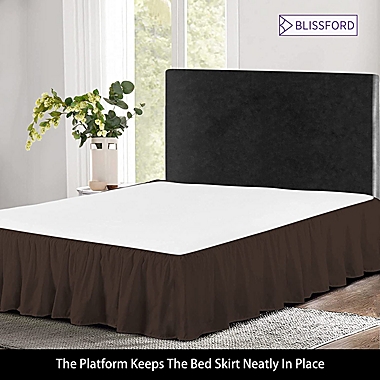 SHOPBEDDING Ruffled Bed Skirt (Twin, Brown) 14 Inch Drop Dust Ruffle with Platform, Poly/Cotton Fabric, Available in All Bed Sizes and 14 Colors by BLISSFORD. View a larger version of this product image.