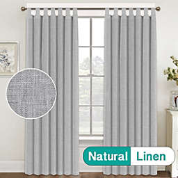PrimeBeau Linen Blended Curtains Light Filtering Tab Top Curtain Drapes for Bedroom(52x108-Inch, Dove)