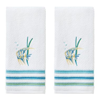SKL Home Saturday Knight Ltd Ocean Watercolor Hand Towel - (2-Pack) - 16x26", White. View a larger version of this product image.