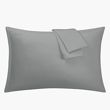 PiccoCasa 2 Pack Pillow Cases Soft 1800 Series Microfiber Solid Pillowcases Set with Zipper Standard(20"x26") Pillow Protector, Grey. View a larger version of this product image.