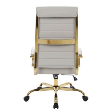 LeisureMod Benmar High-Back Leather Office Chair With Gold Frame - Tan. View a larger version of this product image.