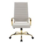 Alternate image 2 for LeisureMod Benmar High-Back Leather Office Chair With Gold Frame - Tan