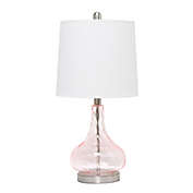 Elegant Designs Indoor Modern Home Decor 11"L x 11"W x 23.25"H Clear Glass Table / Desk Lamp -  Rose Quartz