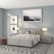 Flash Furniture Tufted Light Gray Fabric Upholstered Platform Bed with Metal Legs - Queen Size