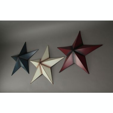 Direct International 17.5 Inch Patriotic Red White and Blue Barn Star 3 Piece Indoor/Outdoor Wall Hanging Set Western Décor. View a larger version of this product image.
