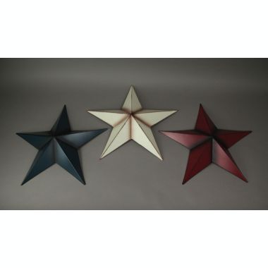 Direct International 17.5 Inch Patriotic Red White and Blue Barn Star 3 Piece Indoor/Outdoor Wall Hanging Set Western Décor. View a larger version of this product image.