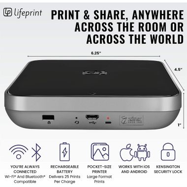 Lifeprint 3x4.5 Portable Photo and Video Printer for iPhone and Android. Make Your Photos Come to Life w/Augmented Reality. View a larger version of this product image.