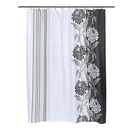 Carnation Home Fashions Chelsea, Fabric Shower Curtain Dark Brown And Tan