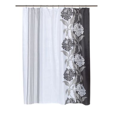 Carnation Home Fashions "Chelsea" Fabric Shower Curtain - Black 70" x 96". View a larger version of this product image.