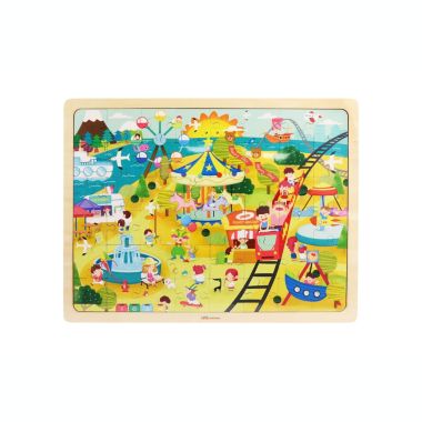 Leo & Friends Amusement Park Kid's Puzzle, 48-Pieces for 3-Years-Old+ Promotes Dexterity, Problem-Solving, and Creativity Durable Wooden Puzzle Kit, Educational Gift for Kids Ages 3-6. View a larger version of this product image.