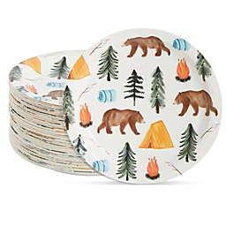 Blue Panda Camping Plates for 1st Birthday Party Decorations, One Happy Camper (7 In, 80 Pack)
