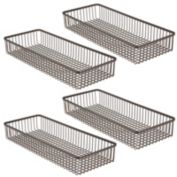 mDesign Metal Kitchen Cabinet Drawer Organizer Tray, 4 Pack