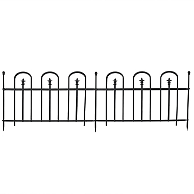 Sunnydaze Outdoor Lawn and Garden Metal Strasbourg Style Decorative Border Fence Panel and Posts Set - 6&#39; - Black - 2pc. View a larger version of this product image.