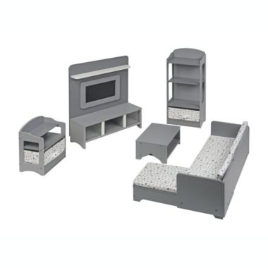 Badger Basket Co. Media Room Furniture Set for 18 inch Dolls - Gray/White. View a larger version of this product image.