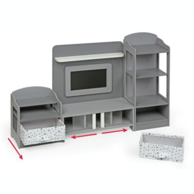 Badger Basket Co. Media Room Furniture Set for 18 inch Dolls - Gray/White. View a larger version of this product image.
