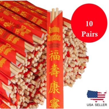 Kitcheniva Disposable Chinese Bamboo Chopsticks 9" Individual Wrapped 10 Pair. View a larger version of this product image.