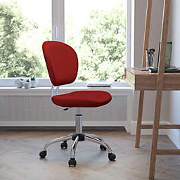 Emma + Oliver Mid-Back Red Mesh Swivel Task Office Chair with Chrome Base