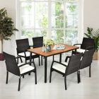 Alternate image 2 for Costway 55" Patio Rattan Dining Table with Umbrella Hole