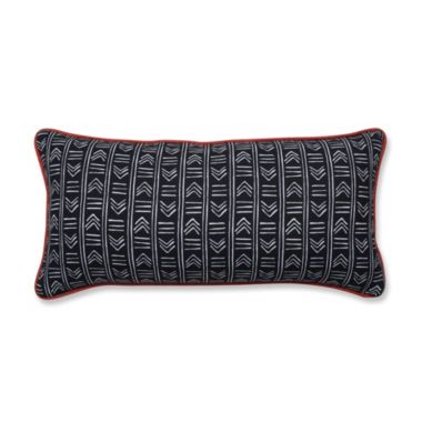 CC Outdoor Living 23" Black and White Chevron Corded Rectangular Oversize Lumbar Pillow. View a larger version of this product image.