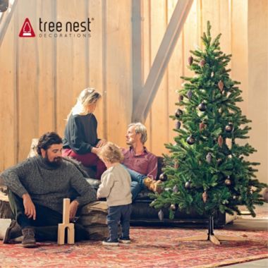 Tree Nest Artificial Christmas Tree with Wooden Stand, 6.5 feet. View a larger version of this product image.