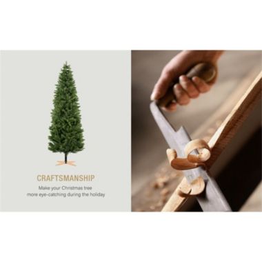 Tree Nest Artificial Christmas Tree with Wooden Stand, 6.5 feet. View a larger version of this product image.