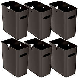 iTouchless SlimGiant Plastic Wastebasket with Handles 4.2 Gallon Mocha Black Set of 6