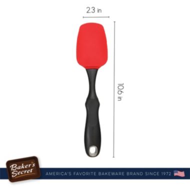 Baker's Secret 2in1 Spoon 7 Spatula, 10", Silicone Durable. Baking Essentials, Heat Resistant, Red. View a larger version of this product image.