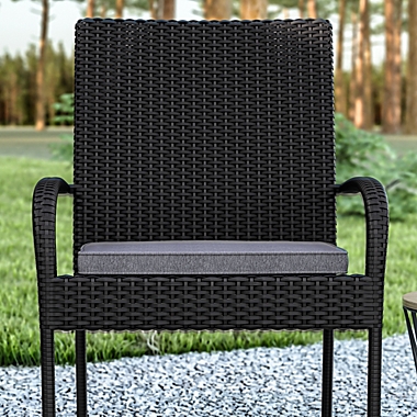 Emma and Oliver Nuvola Patio Chair Cushion with Cream Weather-Resistant Polyester Cover, 1.25" Thick Comfort Foam Core & Ties, 19" x 18". View a larger version of this product image.