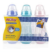 Nuby BPA FREE Non Drip Bottles, 10oz, 3 Pack, Pink/Purple/Teal