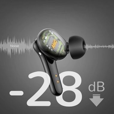 Letsfit Active Noise Cancelling Wireless Earbuds 4 Mics Noise Reduction, Stereo Earbuds with Deep Bass  Bluetooth Headphones in-Ear 36Hrs Playtime, USB-C Quick Charge - T26 - Black. View a larger version of this product image.