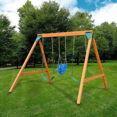 Garden Elements True Form Plastic Outdoor Toddler Swing Attachment For Playgrounds And Swingsets, Blue. View a larger version of this product image.