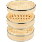 Alternate image 0 for Juvale 10 Inch Bamboo Steamer with Steel Rings for Cooking (10 x 6.7 x 10 In)
