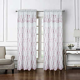 Olivia Gray Fleur Embroidered Rod Pocket Single Curtain Panel With 18