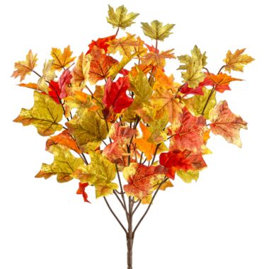 Allstate 18.5" Orange and Green Maple Leaf Artificial Floral Hanging Bush. View a larger version of this product image.