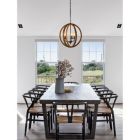 Alternate image 3 for Canyon Home Karlis Rustic Globe Chandelier Light (3-Bulb) Round, Contemporary Steel Design with Wood Pattern Finish   Classic Home, Entryway, and Foyer Décor