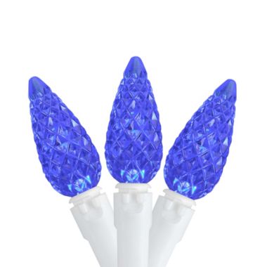 Northlight 70 Count Blue LED C6 Faceted Christmas Lights, 22.5 ft White Wire. View a larger version of this product image.