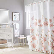 Saturday Knight Ltd Misty Floral Pretty Woven Design Fabric Bath Shower Curtain - 70" x 72", Pink