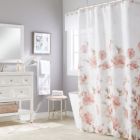 Alternate image 1 for Saturday Knight Ltd Misty Floral Pretty Woven Design Fabric Bath Shower Curtain - 70" x 72", Pink