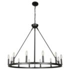 Alternate image 0 for Canyon Home Ancora 12 Light Chandelier Wagon Wheel (37" Wide) Matte Black Steel Frame   Large Home Decoration   Foyer, Entryway, Dining Room