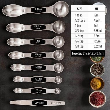 Zulay Kitchen Magnetic Measuring Spoons Set of 8 - Black. View a larger version of this product image.