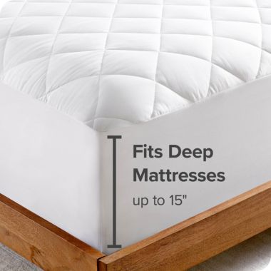 Bare Home Quilted Fitted Mattress Pad - Cooling Mattress Topper - Hypoallergenic Down Alternative Fiberfill - Stretch-to-Fit (Full XL). View a larger version of this product image.