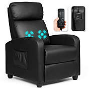 Gymax Massage Recliner Chair Single Sofa PU Leather Padded Seat w/ Footrest