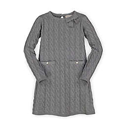 Hope & Henry Girls' Bow Detail Sweater Dress (Grey, 3-6 Months)