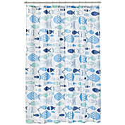 mDesign Fish Print - Easy Care Fabric Shower Curtain - 72 x 72
