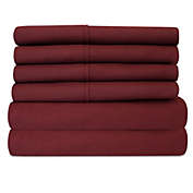 Sweet Home Collection   6 Piece Bed Sheets Set Solid Color 1500 Supreme Brushed Microfiber Sheets, RV Short Queen, Burgundy Red